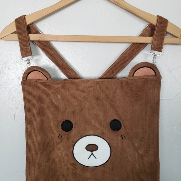 Sugar Thrillz Womens 3X Brown Corduroy Ribbed BB Bear Overall Pinafore Dress - Picture 12 of 13